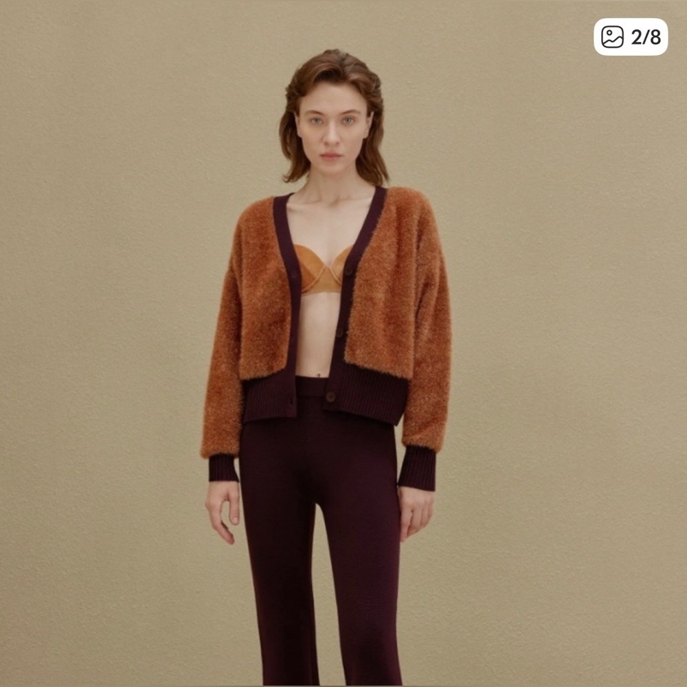 Neiwai Wool Blend Shimmer Thick Oversized Cardigan Size 4